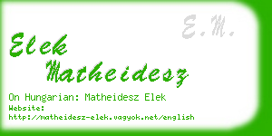 elek matheidesz business card